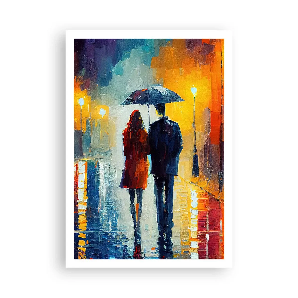 Póster - Juntos en una noche llena de color - 70x100 cm