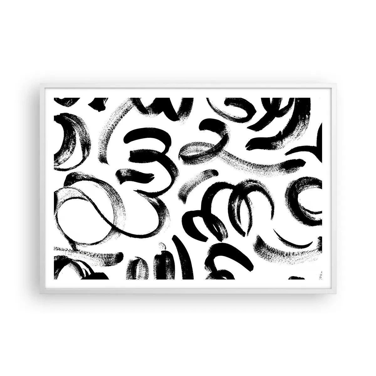Póster en marco blanco - Negro sobre blanco - 100x70 cm