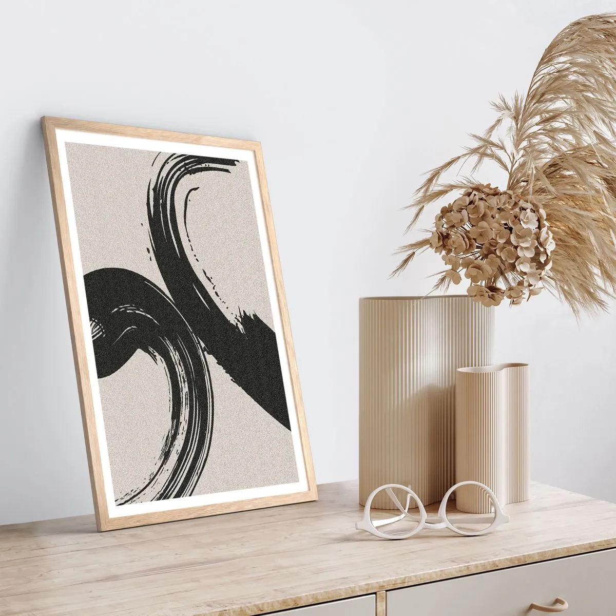 Póster en marco roble claro - Barrido y circular - 70x100 cm