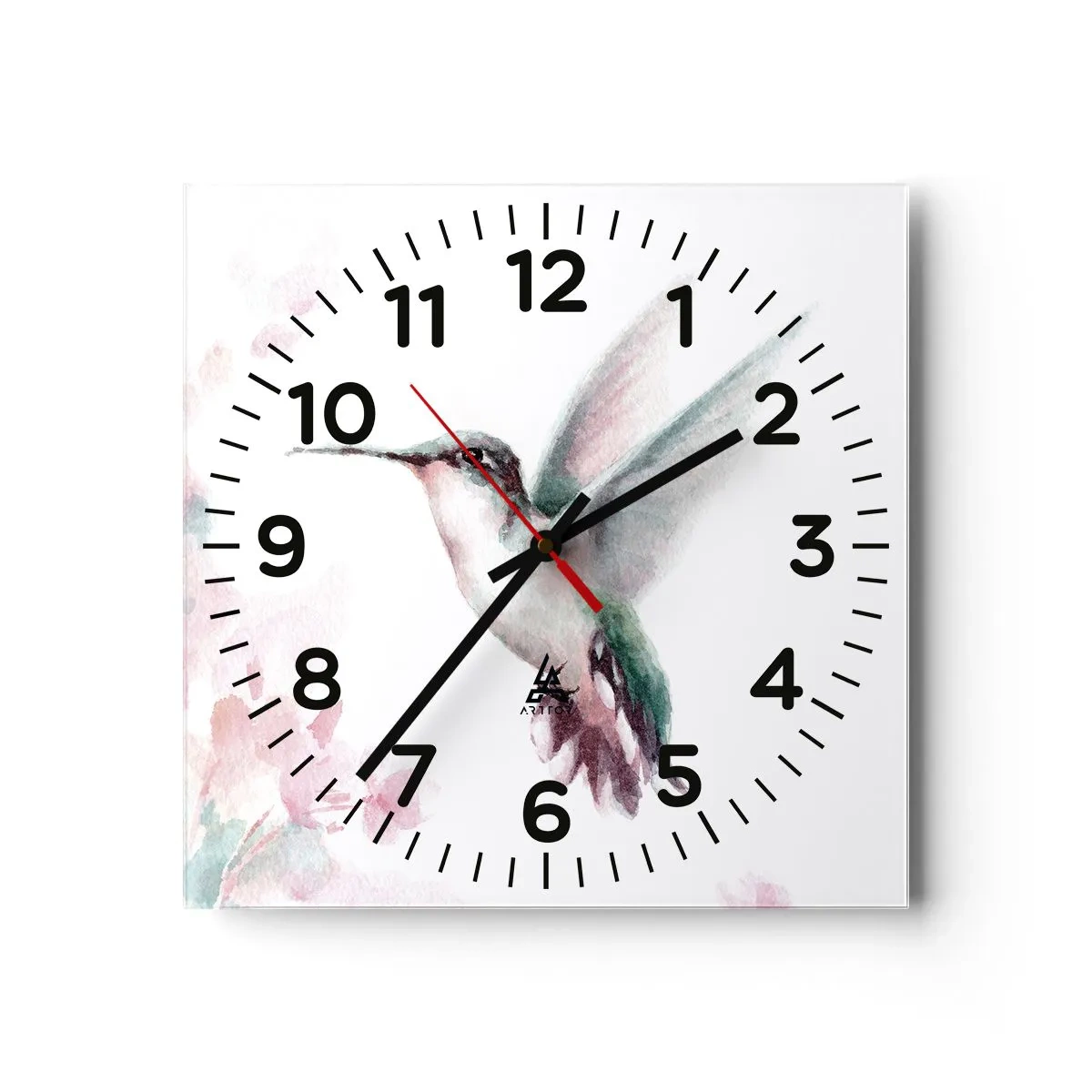 Reloj de pared - Reloj de vidrio - Plasmando el aleteo - 40x40 cm