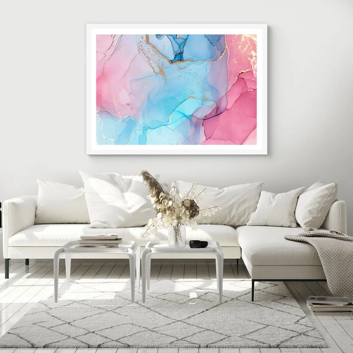 Póster en marco blanco - Reuniones y encuentros de colores - 100x70 cm