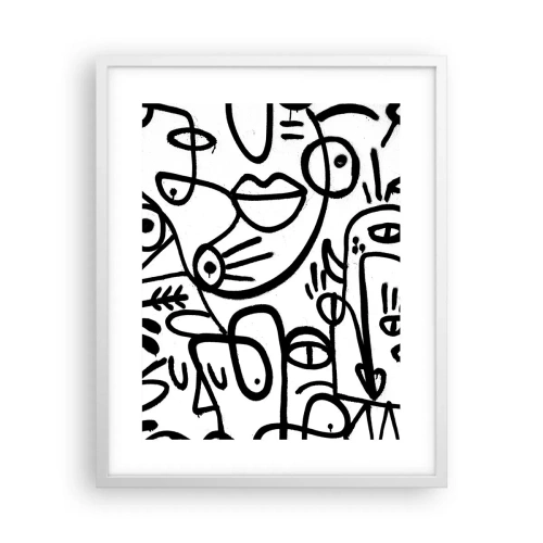 Póster en marco blanco - Rostros y espejismos - 40x50 cm