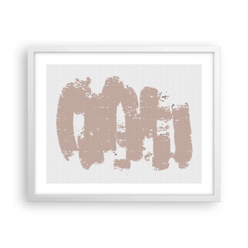 Póster en marco blanco - Abstracción en rosa suave - 50x40 cm