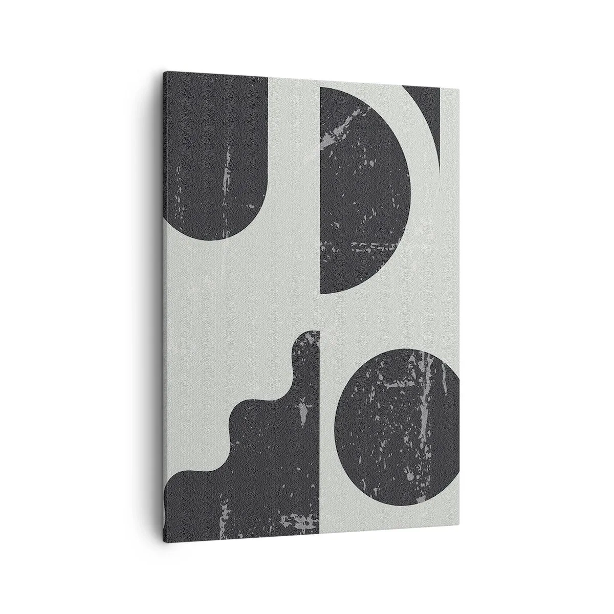 Cuadro sobre lienzo - Impresión de Imagen - Patrones geométricos en tonos negros y grises. - 50x70cm - Composición arriba y abajo - Decoración de pared moderna para salón y dormitorio ARTTOR