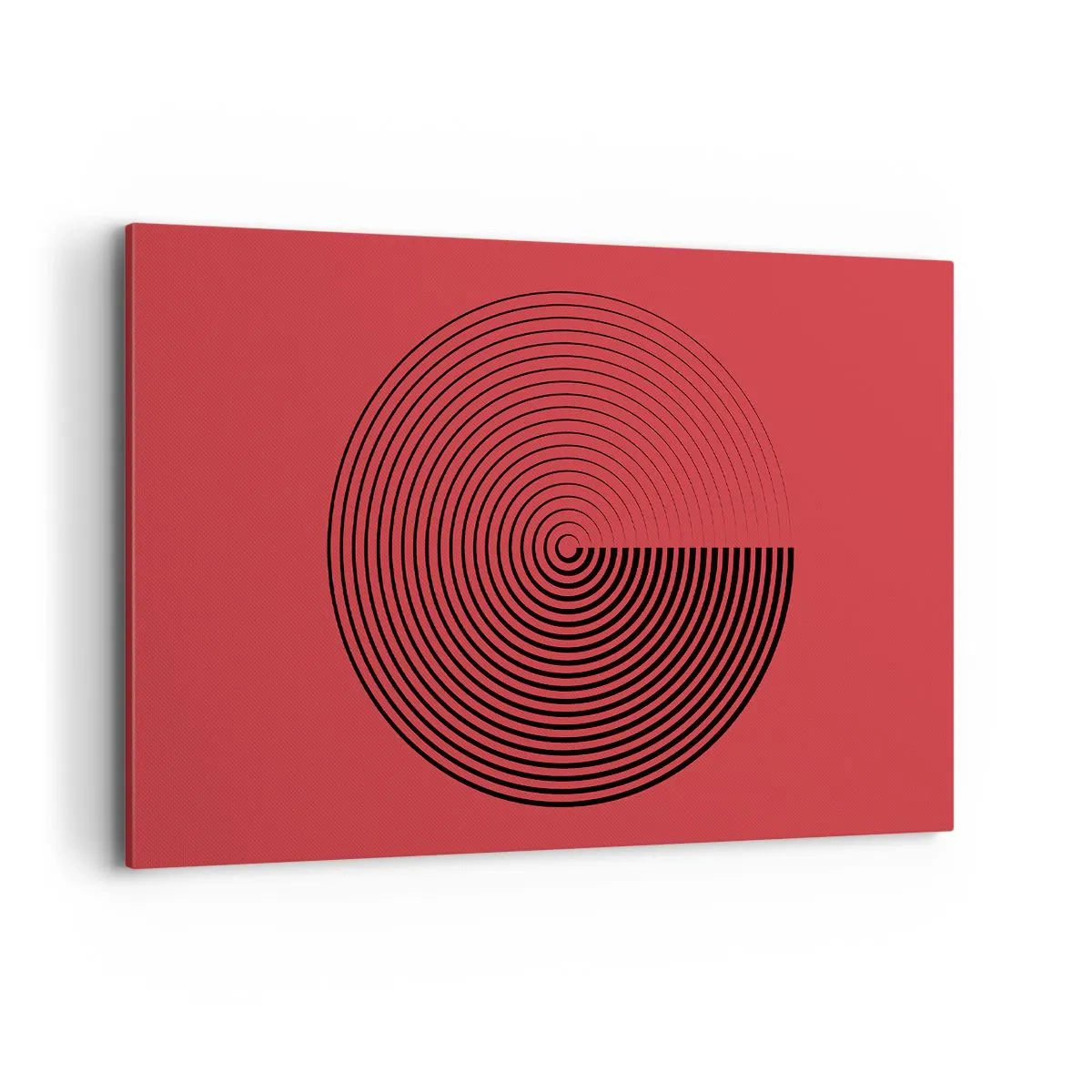 Cuadro sobre lienzo - Impresión de Imagen - Círculos concéntricos sobre fondo rojo - 120x80cm - Movimiento circular - Decoración de pared moderna para salón y dormitorio ARTTOR