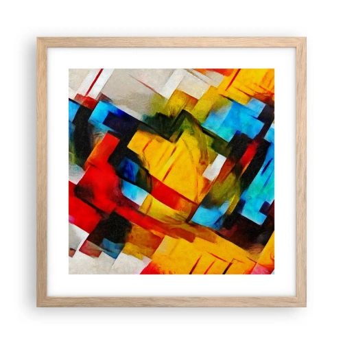 Póster en marco roble claro - Un popurrí multicolor - 40x40 cm
