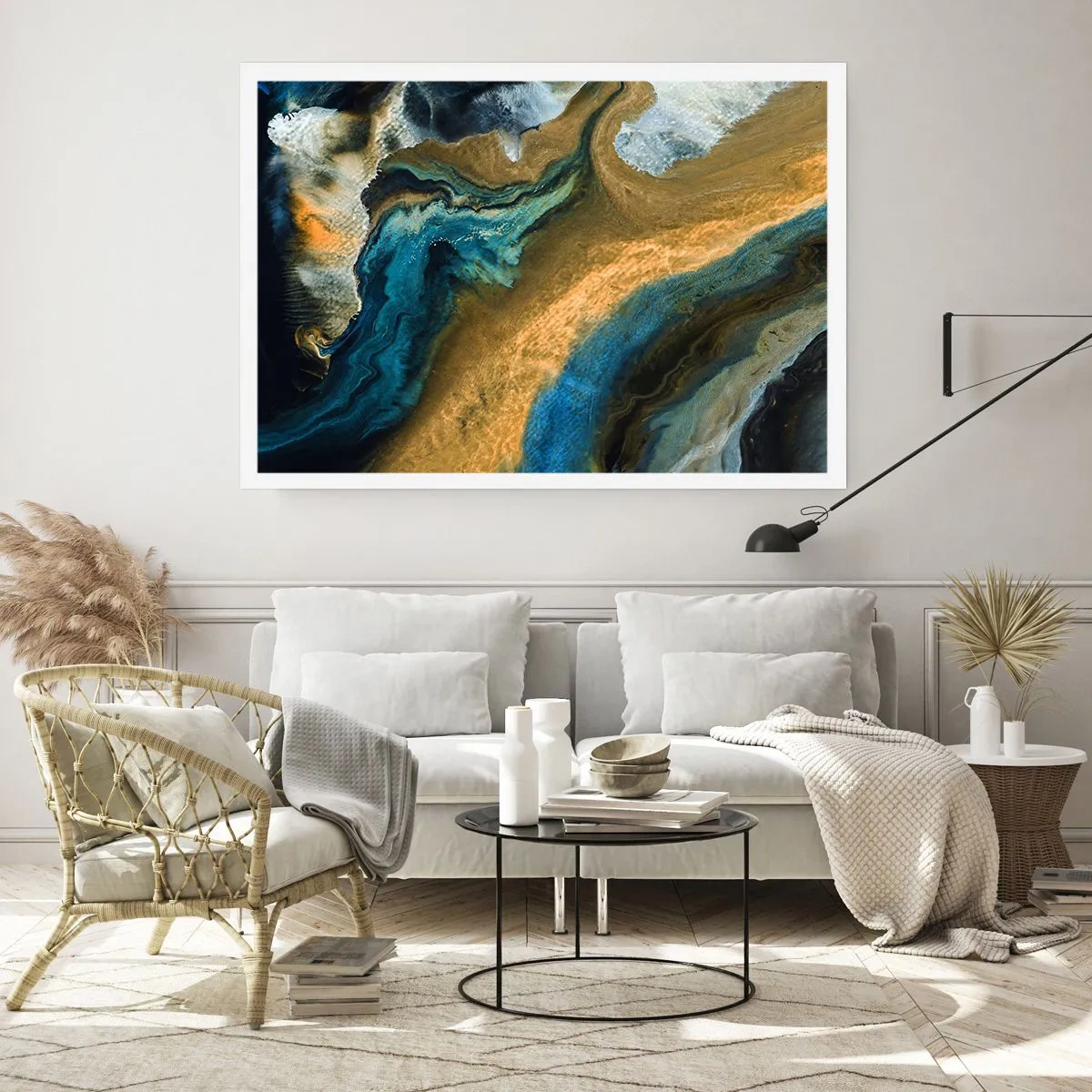 Póster - Azul - amarillo - influencia mutua - 40x30 cm