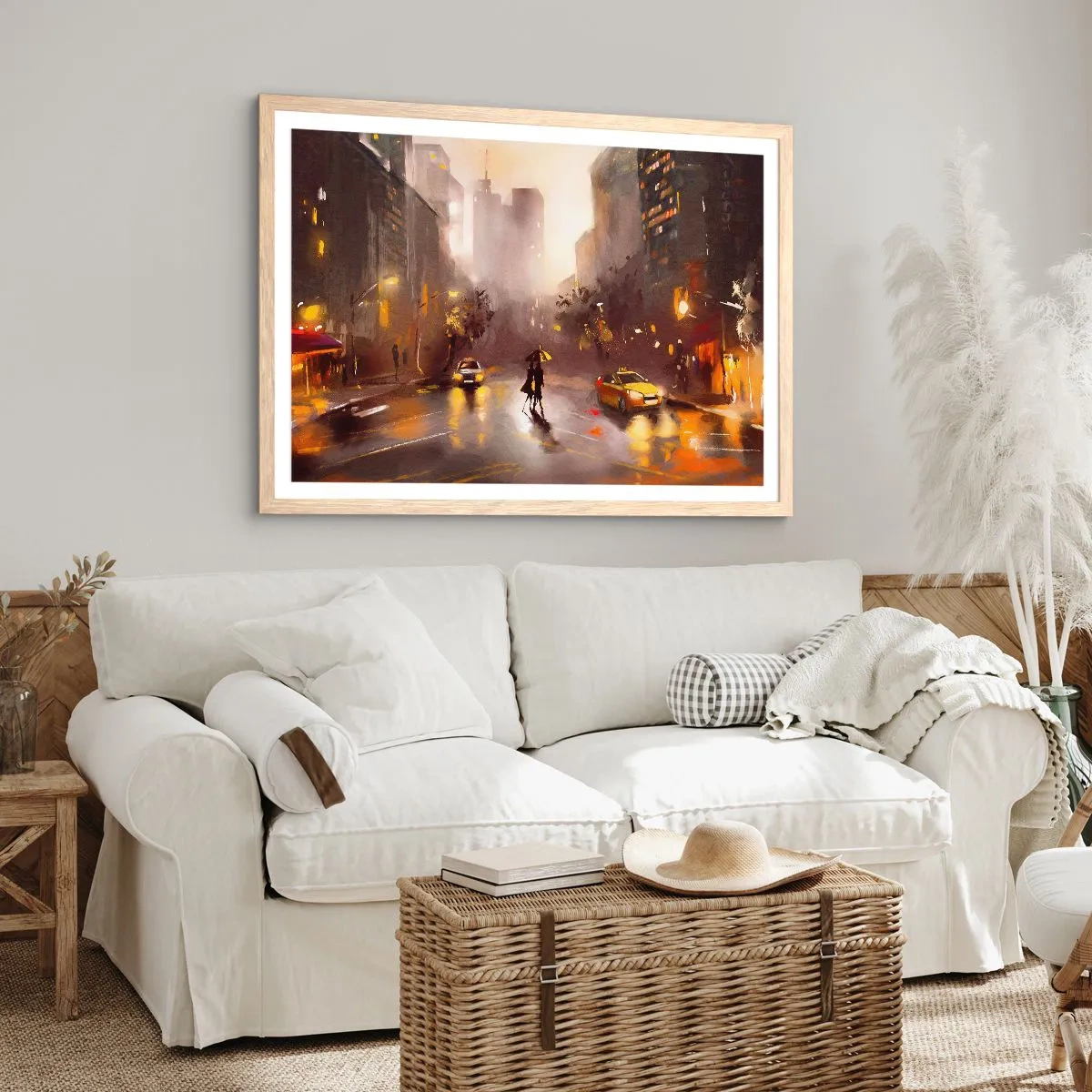 Póster en marco roble claro - En las luces de Nueva York - 50x40 cm
