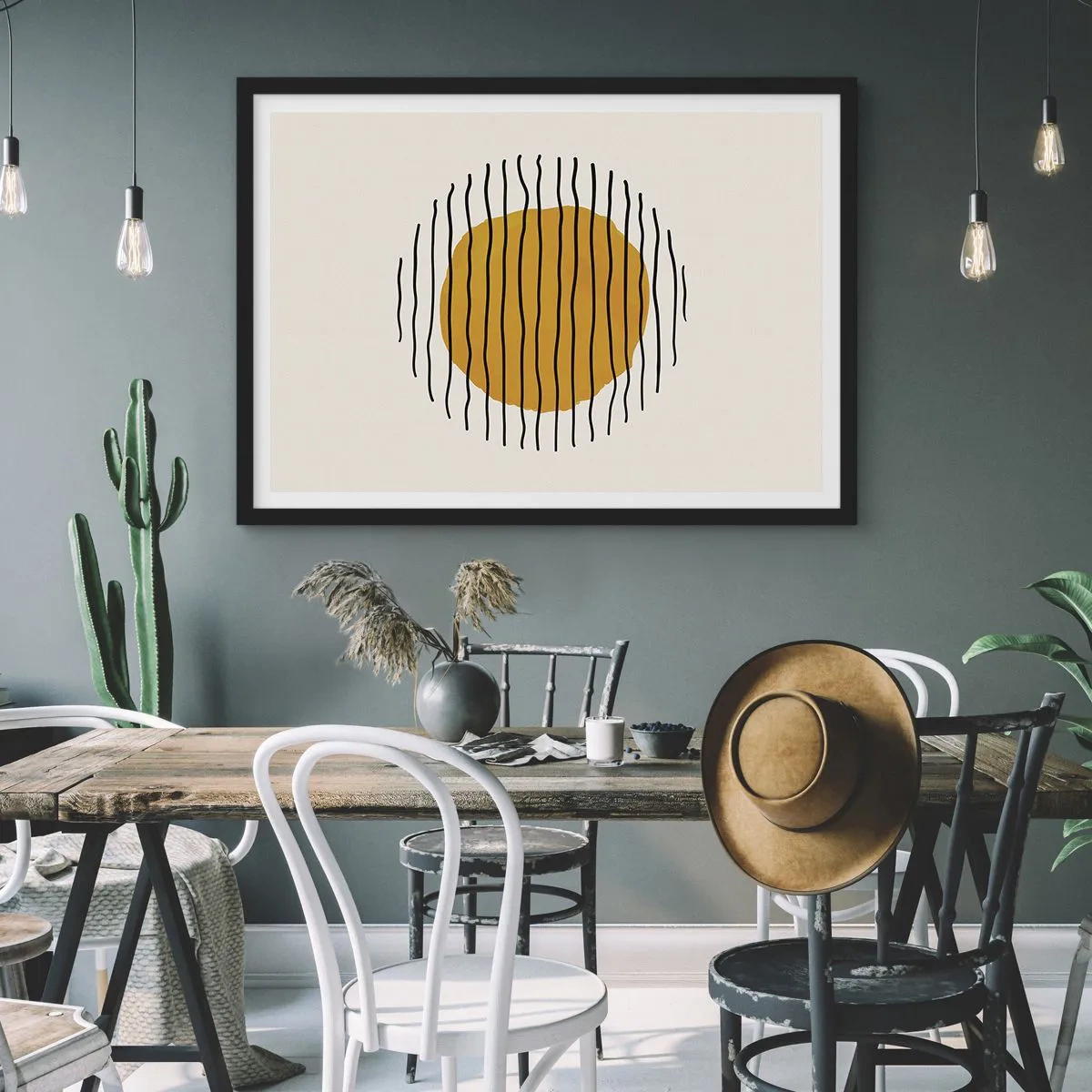 Póster en marco negro - Abstracción cálida - 91x61 cm