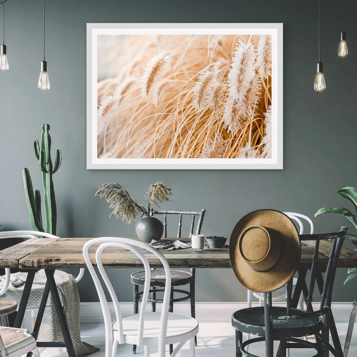 Póster en marco blanco - El dorado susurro de las hierbas - 91x61 cm