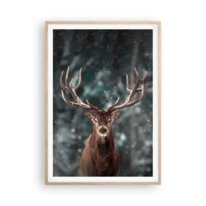 Póster en marco roble claro - Coronado rey del bosque - 70x100 cm