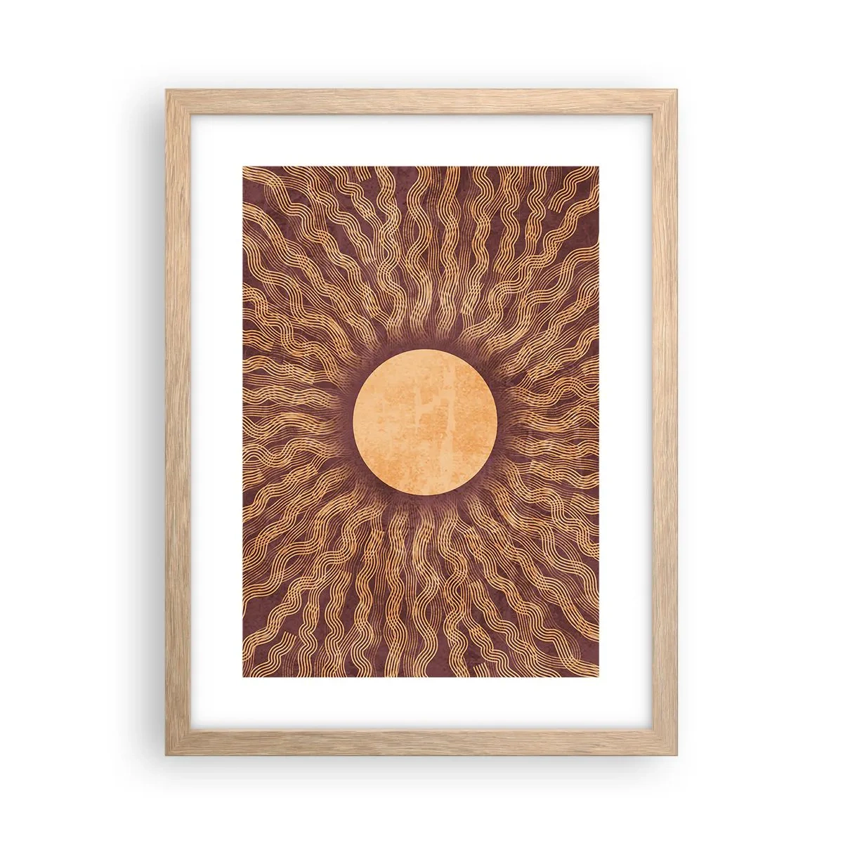 Póster en marco roble claro - Icono del sol - 30x40 cm