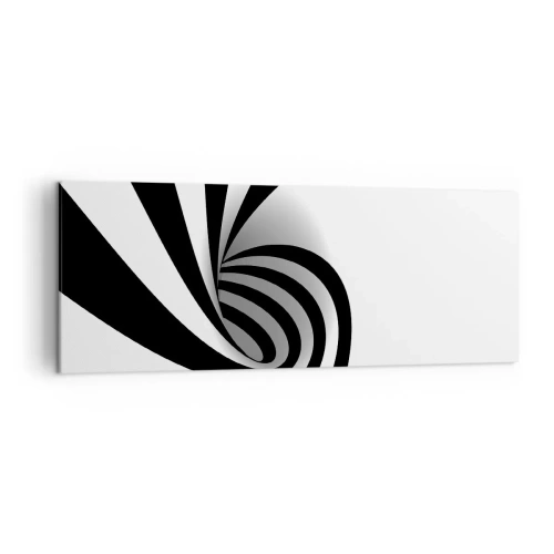 Cuadro sobre lienzo - Impresión de Imagen - Vórtice óptico abstracto en blanco y negro - 140x50cm - Y sin embargo, gira - Decoración de pared moderna para salón y dormitorio ARTTOR