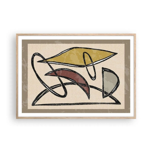 Póster en marco roble claro - Verticales y niveles - 100x70 cm