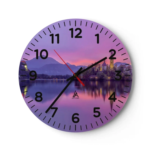 Reloj de pared - Reloj de vidrio - Isla de cuento de hadas al atardecer - 30x30 cm