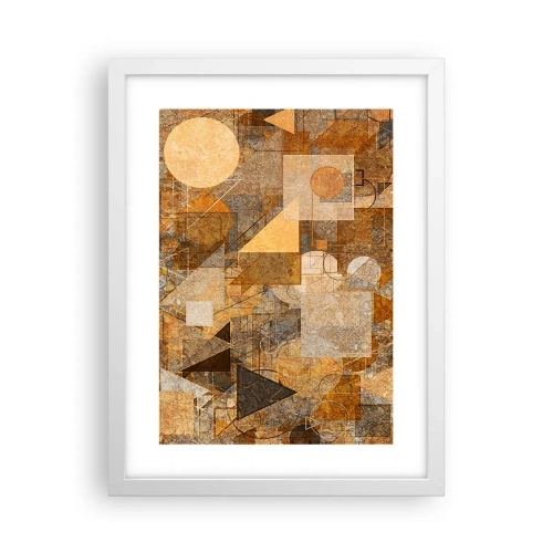 Póster en marco blanco - Estudio cubista en bronce - 30x40 cm