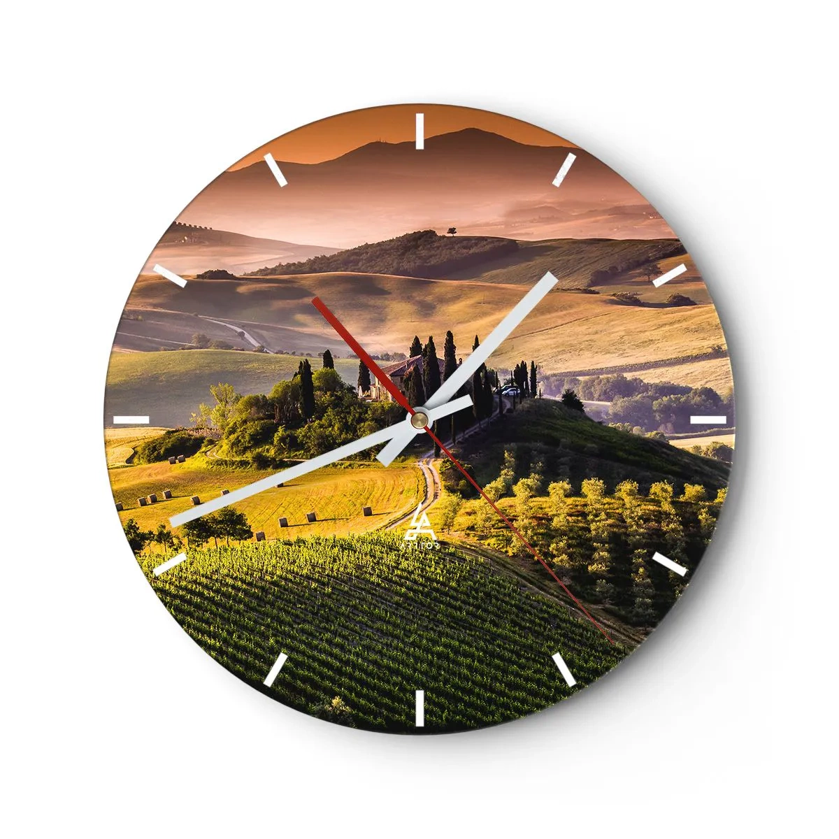 Reloj de pared - Reloj de vidrio - Paisaje toscano - 40x40 cm