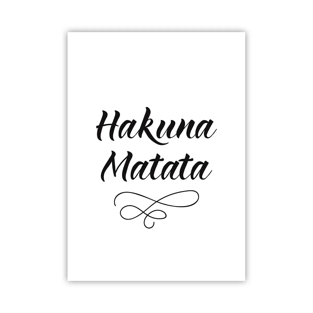 Póster - Letras Hakuna Matata negras sobre fondo blanco - 50x70cm - El mejor consejo - Decoración de pared moderna para salón y dormitorio ARTTOR