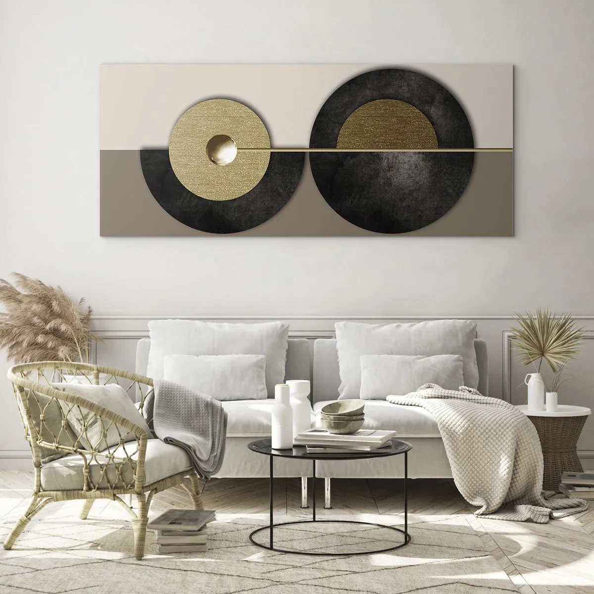 Cuadro sobre vidrio - Impresiones sobre Vidrio - Variaciones en torno a un círculo - 100x40 cm