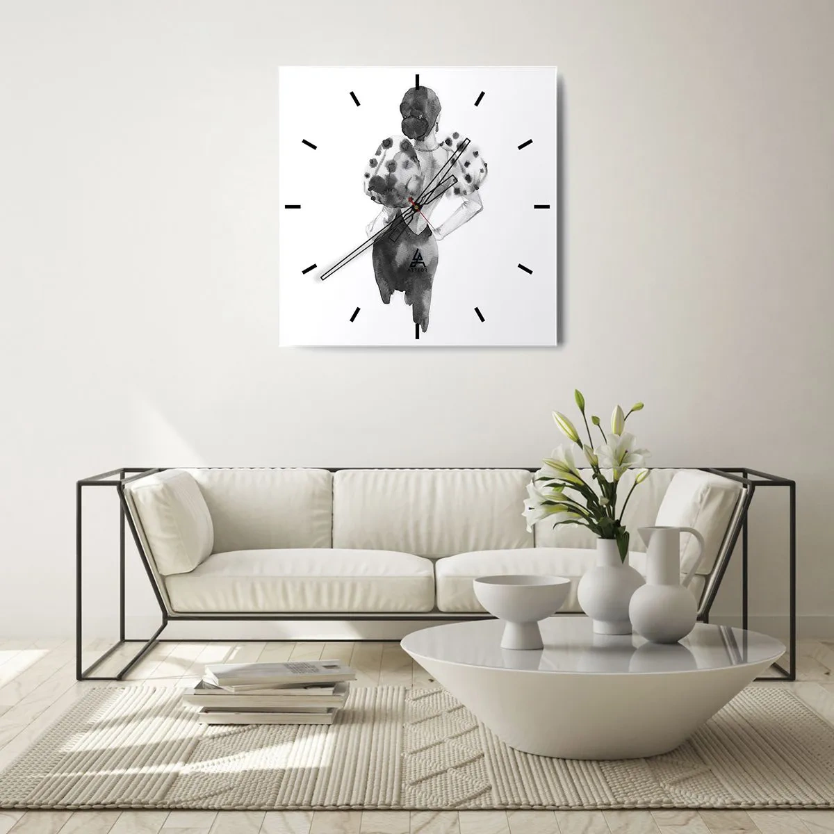 Reloj de pared - Reloj de vidrio - Pasa justo por aquí - 30x30 cm