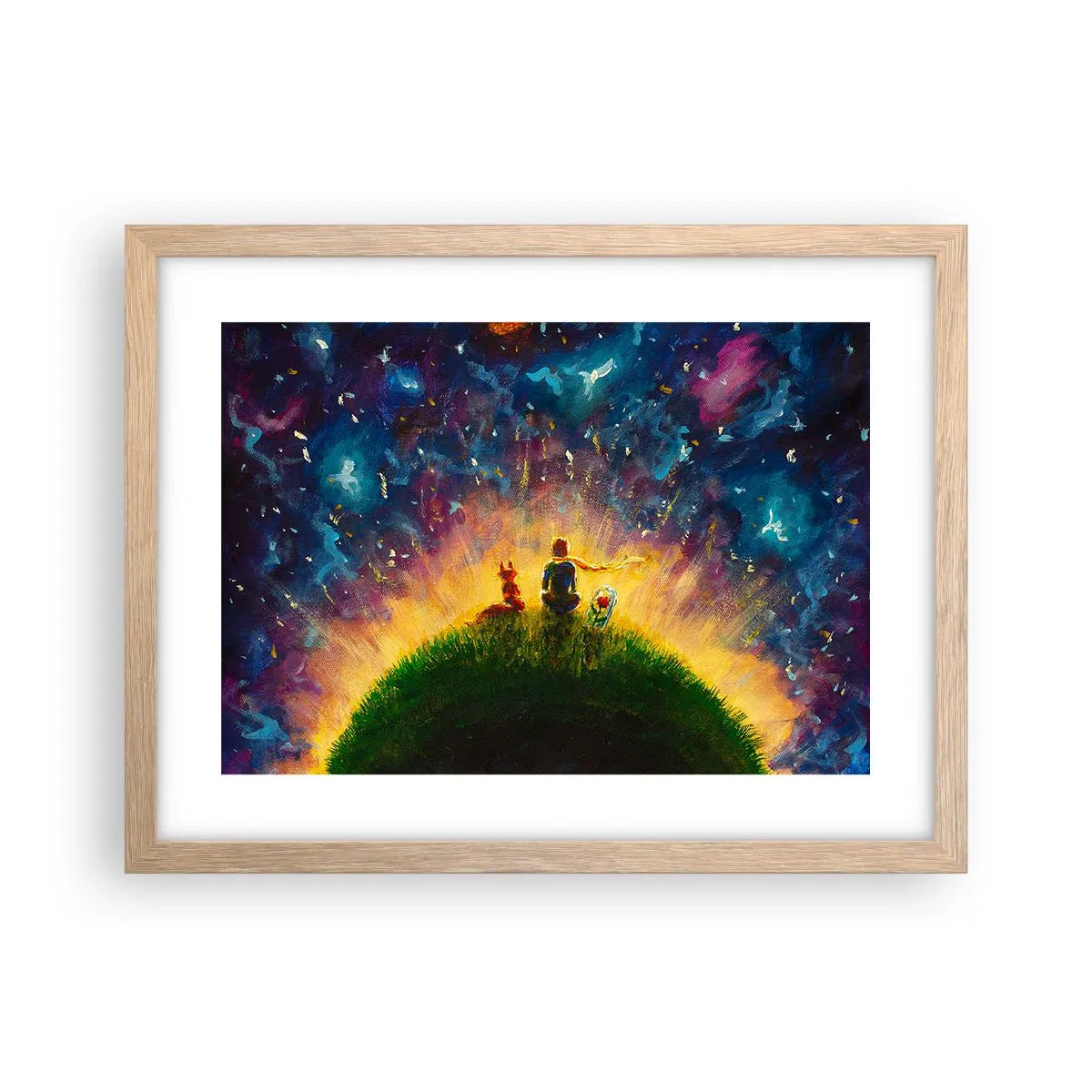 Póster en marco roble claro - Amor y amistad - lo único entero - 40x30 cm