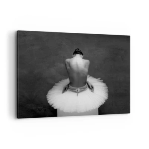 Cuadro sobre lienzo - Impresión de Imagen - Una bailarina de ballet en una pose clásica sobre un fondo oscuro. - 100x70cm - Rodeada de pétalos - Decoración de pared moderna para salón y dormitorio ARTTOR