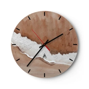 Reloj de pared - Reloj de vidrio - Textura marrón y blanca inspirada en la naturaleza. - 30x30cm - En colores terrosos - Decoración de pared moderna para salón, cocina y dormitorio ARTTOR