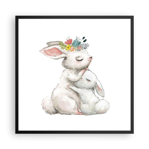 Póster en marco negro - En ningún lugar mejor que con mamá - 60x60 cm