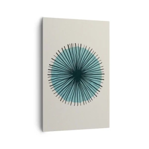 Cuadro sobre lienzo - Impresión de Imagen - Forma circular abstracta con rayos azules - 80x120cm - Radiante en azul - Decoración de pared moderna para salón y dormitorio ARTTOR