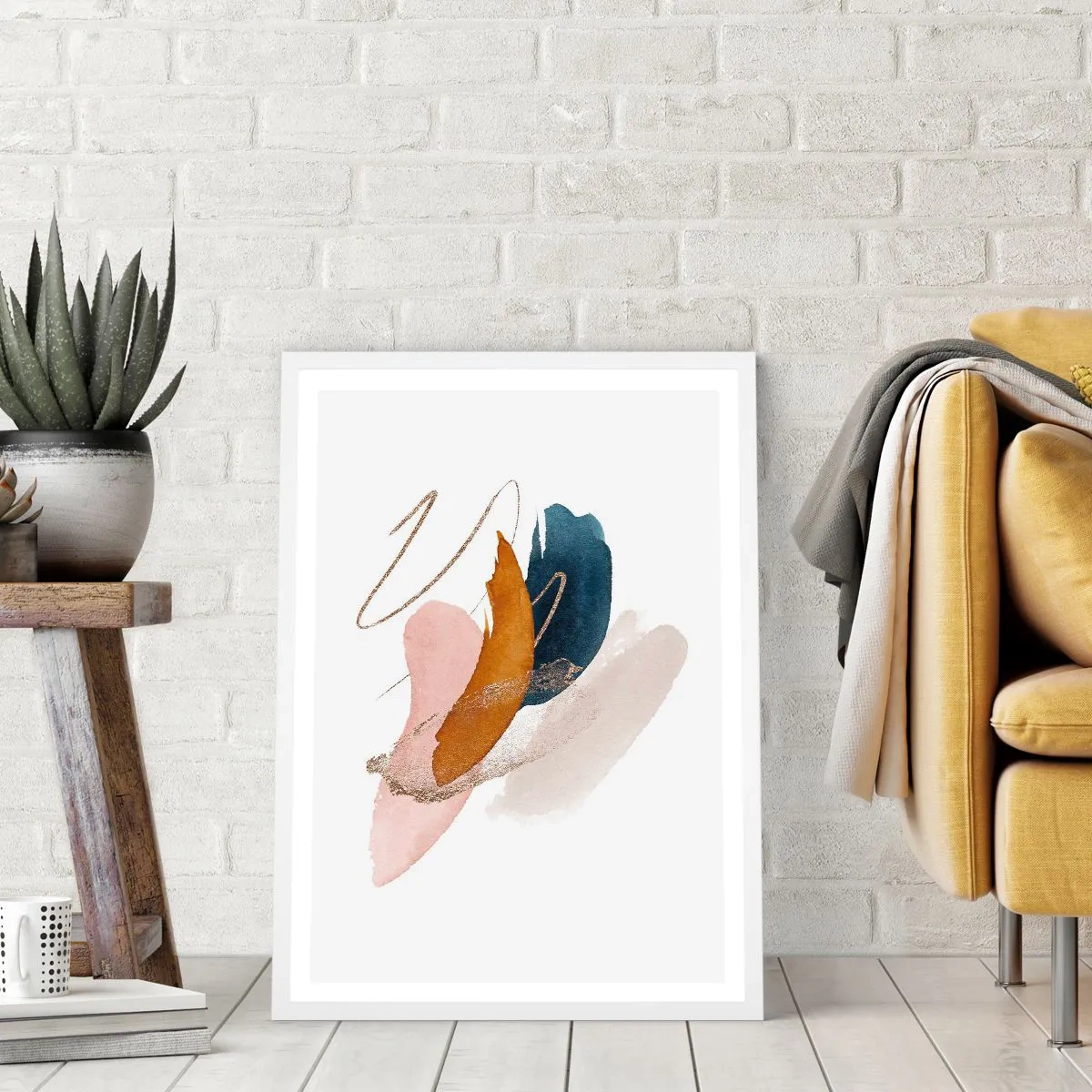 Póster en marco blanco - Composición alada - 40x50 cm