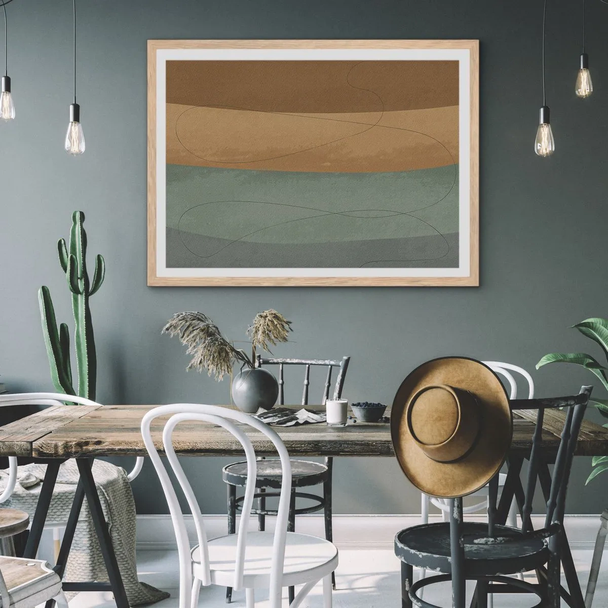 Póster en marco roble claro - Composición horizontal - 100x70 cm