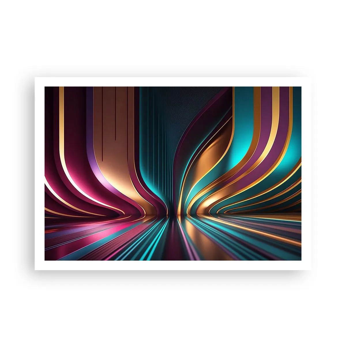 Póster - Abstracción futurista con colores intensos y curvas. - 100x70cm - Arquitectura de la luz - Decoración de pared moderna para salón y dormitorio ARTTOR