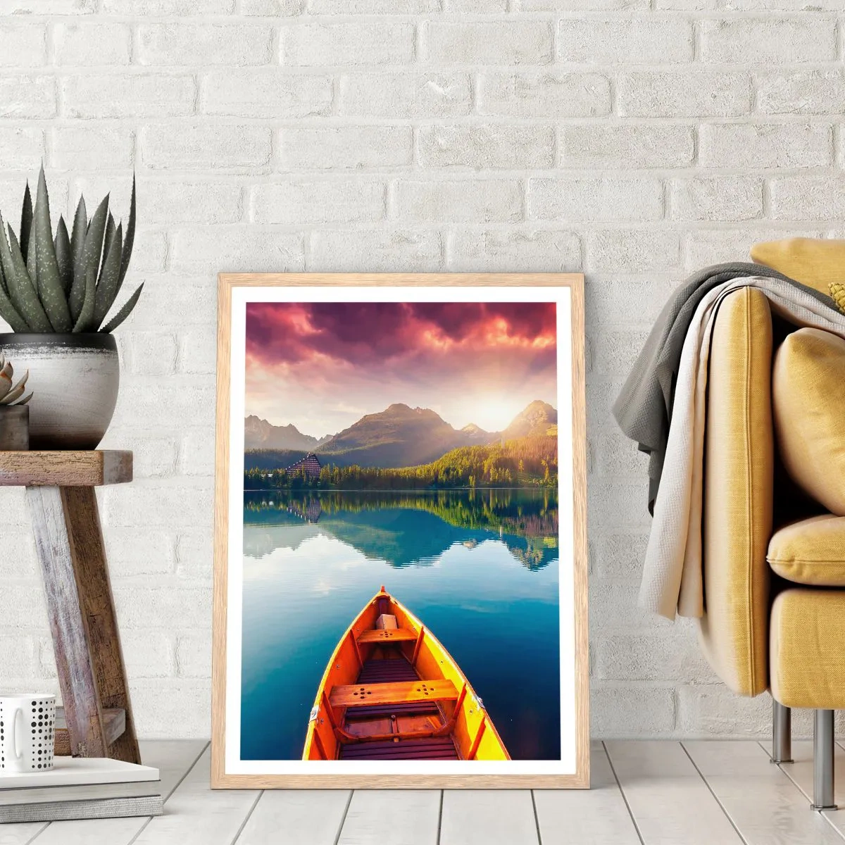 Póster en marco roble claro - Frente a la naturaleza - 70x100 cm