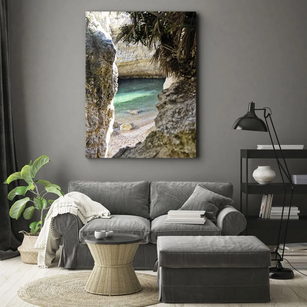 Cuadro sobre lienzo - Impresión de Imagen - Bahía turquesa - 45x80 cm