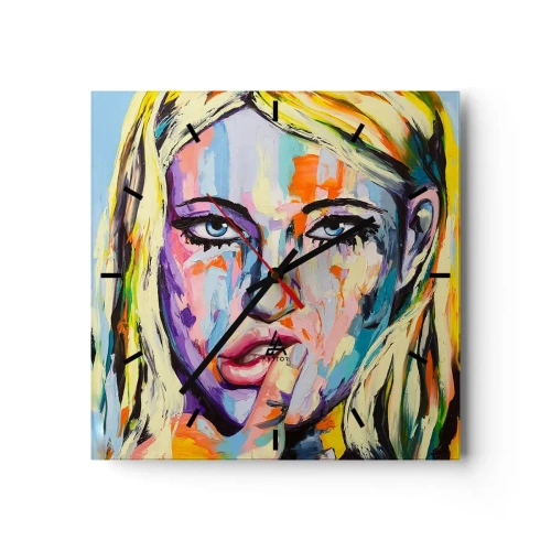 Reloj de pared - Reloj de vidrio - Mírala a los ojos - 40x40 cm