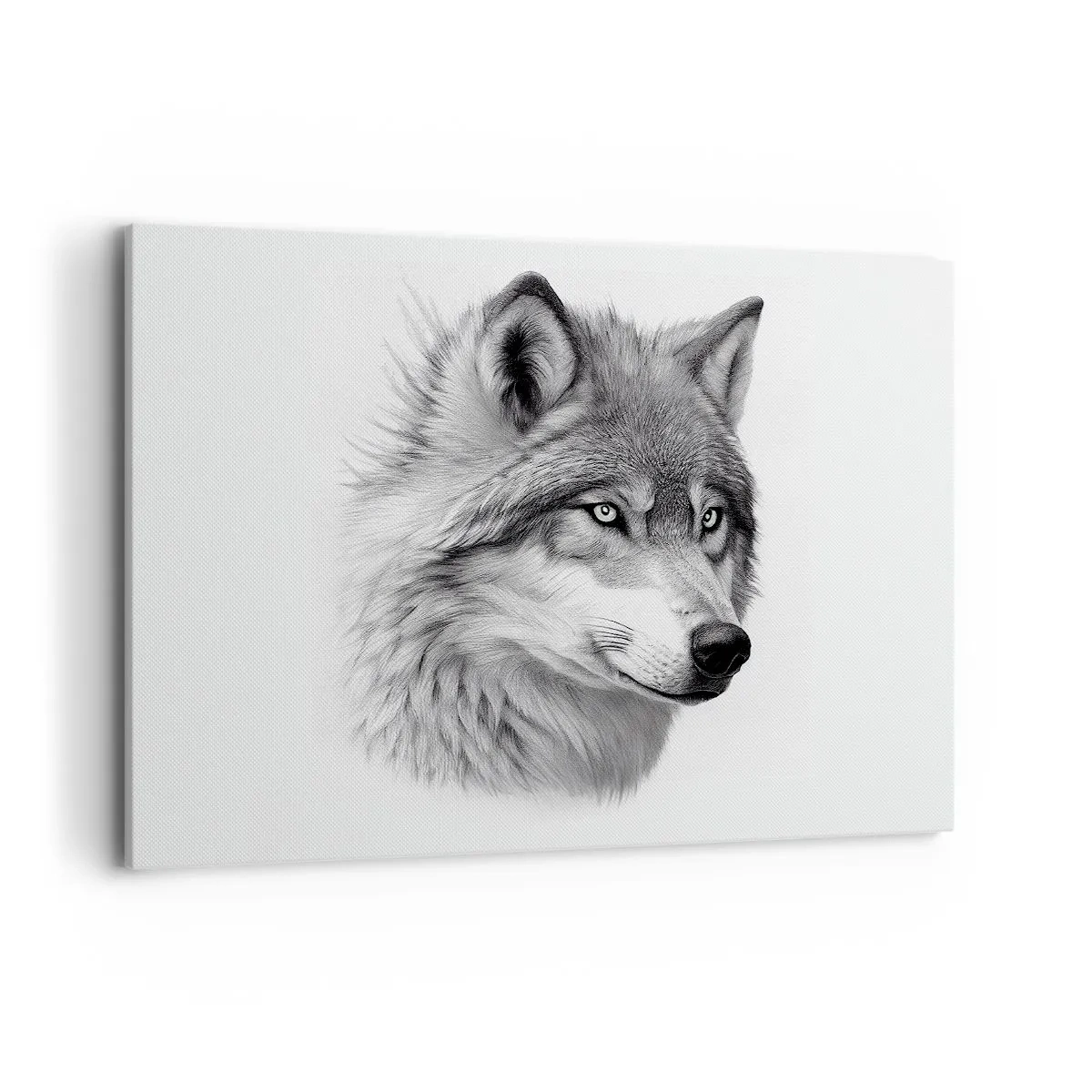Cuadro sobre lienzo - Impresión de Imagen - Un retrato realista de un lobo en tonos de gris. - 100x70cm - Alfa - sin duda - Decoración de pared moderna para salón y dormitorio ARTTOR