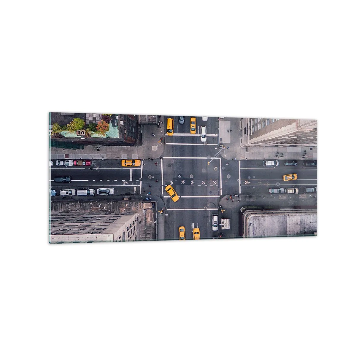 Cuadro sobre vidrio - Impresiones sobre Vidrio - Vista aérea de una calle concurrida de la ciudad - 120x50cm - Una simple elección - Decoración de pared moderna para salón y dormitorio ARTTOR