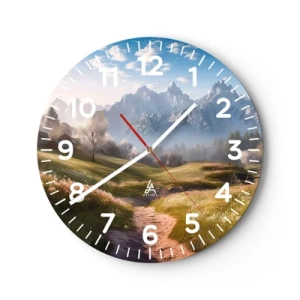 Reloj de pared - Reloj de vidrio - Valle idílico - 40x40 cm