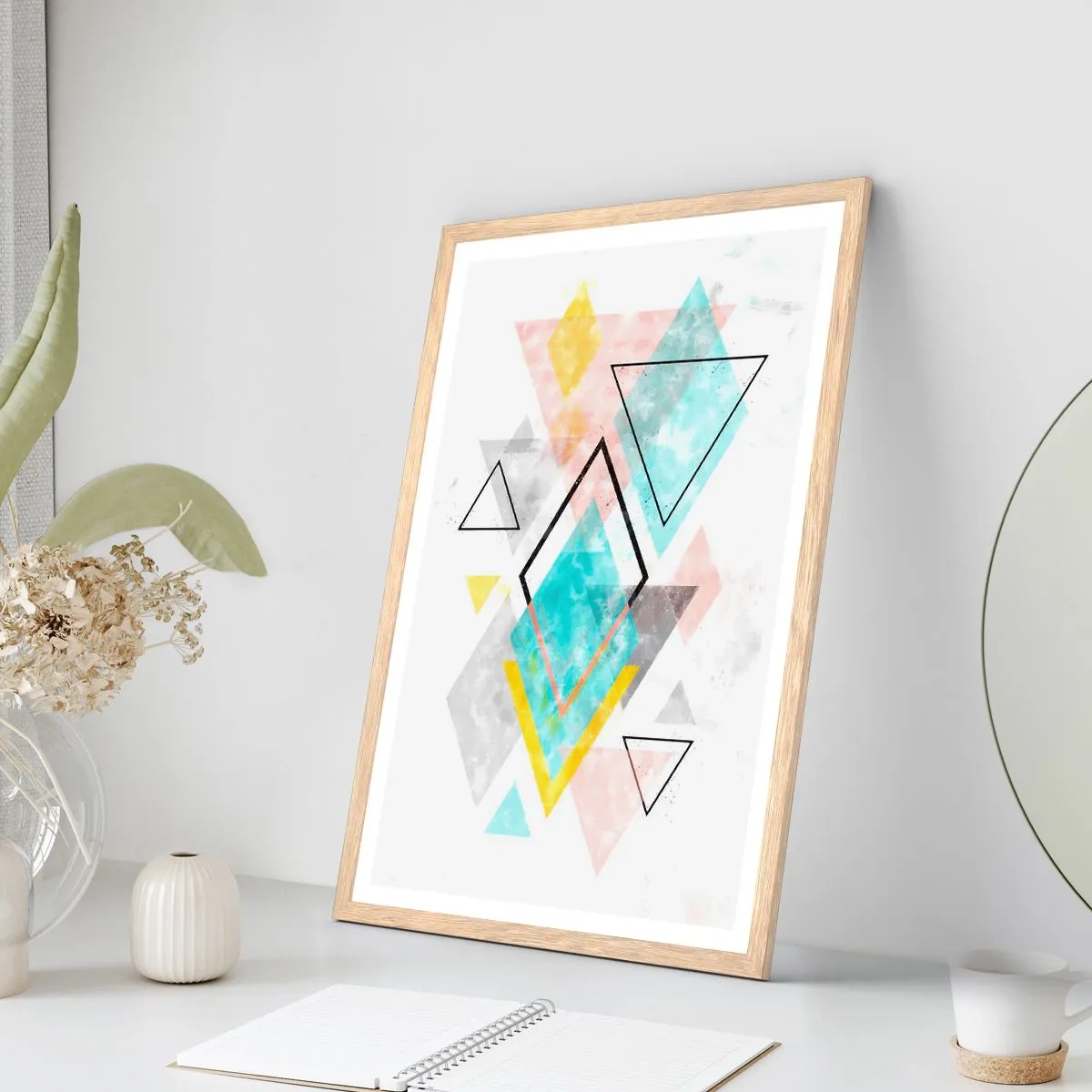 Póster en marco roble claro - Un juego geométrico - 30x40 cm