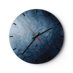 Reloj de pared - Reloj de vidrio - Textura abstracta de color azul oscuro muy saturado - 30x30cm - En las profundidades - Decoración de pared moderna para salón, cocina y dormitorio ARTTOR