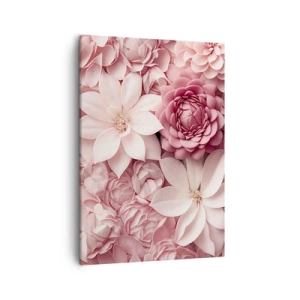 Cuadro sobre lienzo - Impresión de Imagen - Flores en tonos rosa y blanco en un enfoque artístico. - 50x70cm - Entre pétalos rosas - Decoración de pared moderna para salón y dormitorio ARTTOR