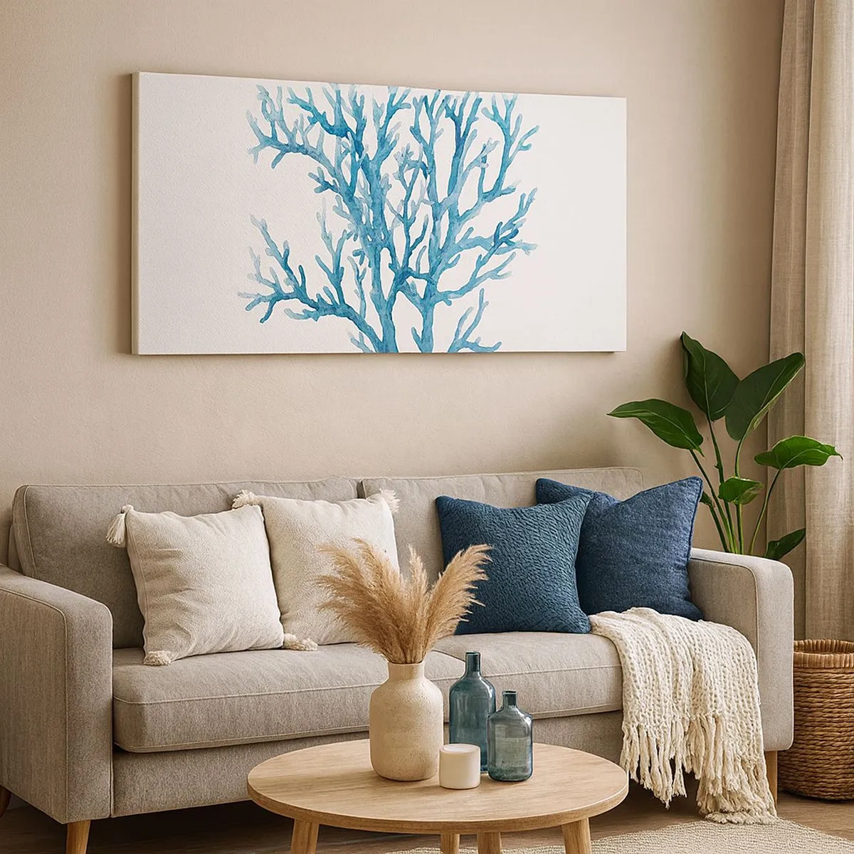 Cuadro sobre lienzo - Impresión de Imagen - Filigrana marina - 100x40 cm