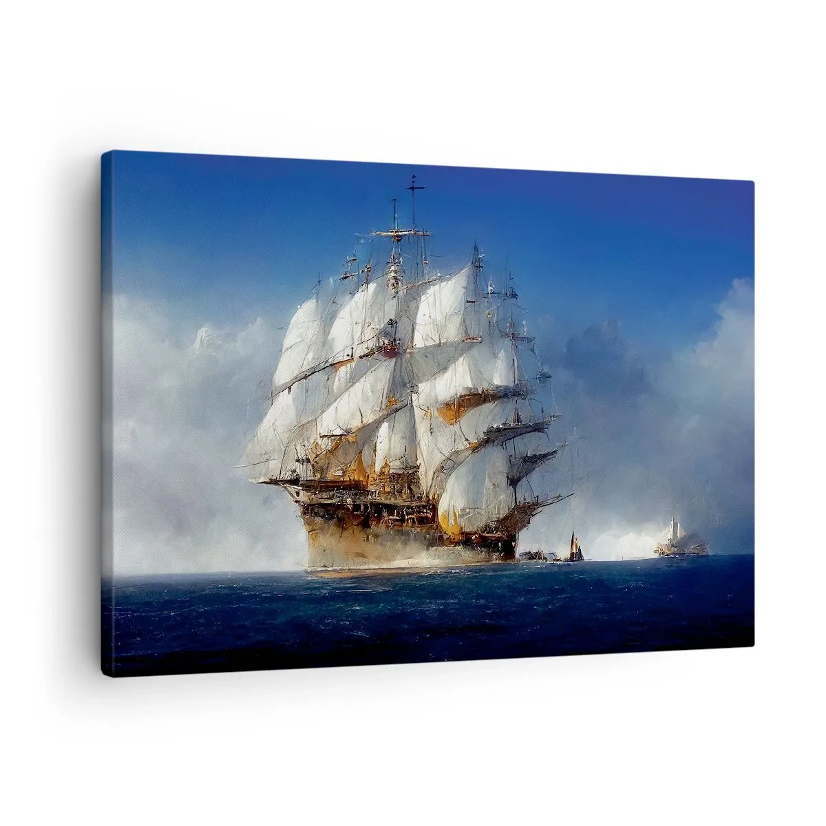 Cuadro sobre lienzo - Impresión de Imagen - Un velero en mar abierto bajo un cielo azul. - 70x50cm - La gran gloria - Decoración de pared moderna para salón y dormitorio ARTTOR