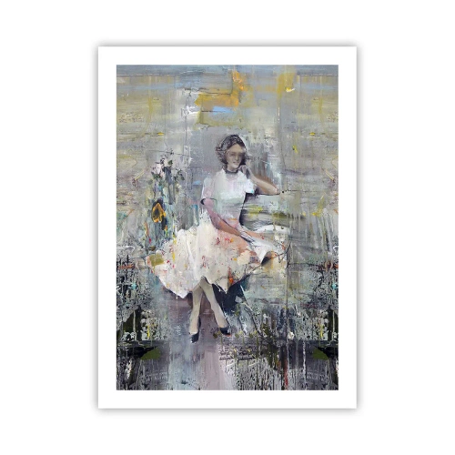 Póster - Figura abstracta de una mujer con un vestido sobre un fondo texturizado. - 50x70cm - Clásica y moderna - Decoración de pared moderna para salón y dormitorio ARTTOR