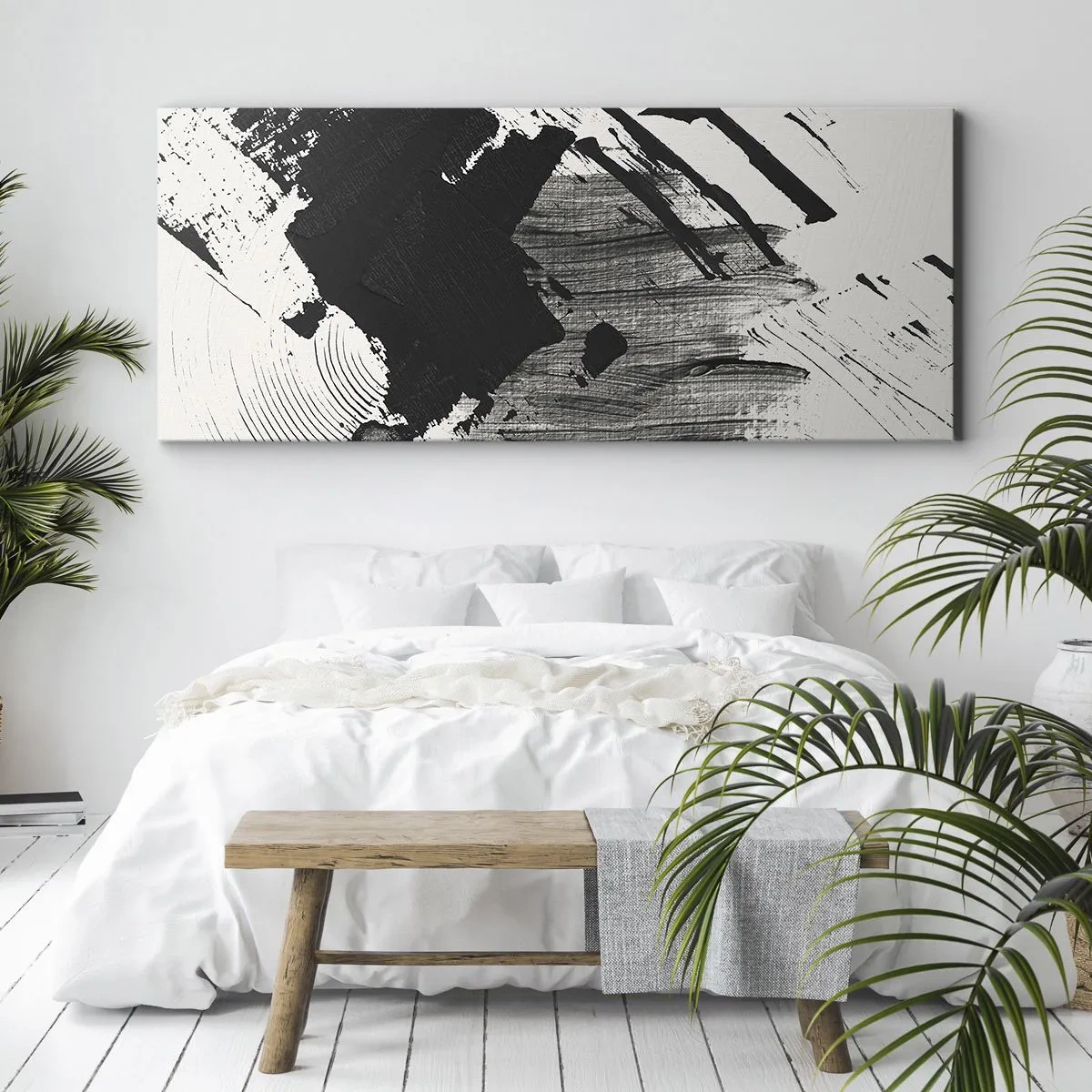 Cuadro sobre lienzo - Impresión de Imagen - Abstracción: la expresión del negro - 100x40 cm