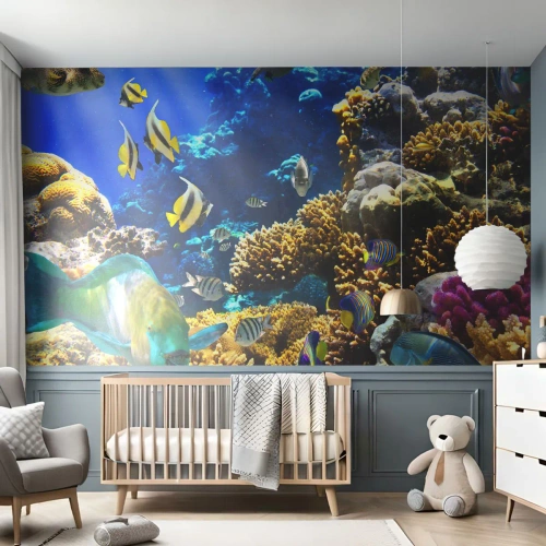 Fotomural Autadhesivo Deluxe Sticker - Vacaciones submarinas - Arrecife de coral, Océano, Pez - 100x70 cm