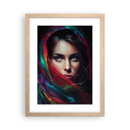 Póster en marco roble claro - Misterio de ojos verdes - 30x40 cm