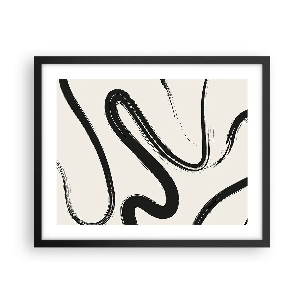 Póster en marco negro - Fantasía en blanco y negro - 50x40 cm