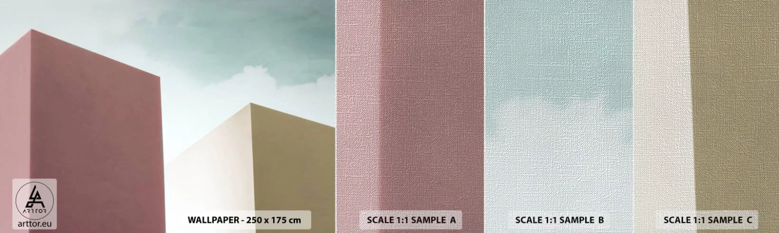 Muestra de fotomural Premium Canvas - Geometría de un verano soleado - Edificios, Arquitectura, Tridimensional - 100x30 cm