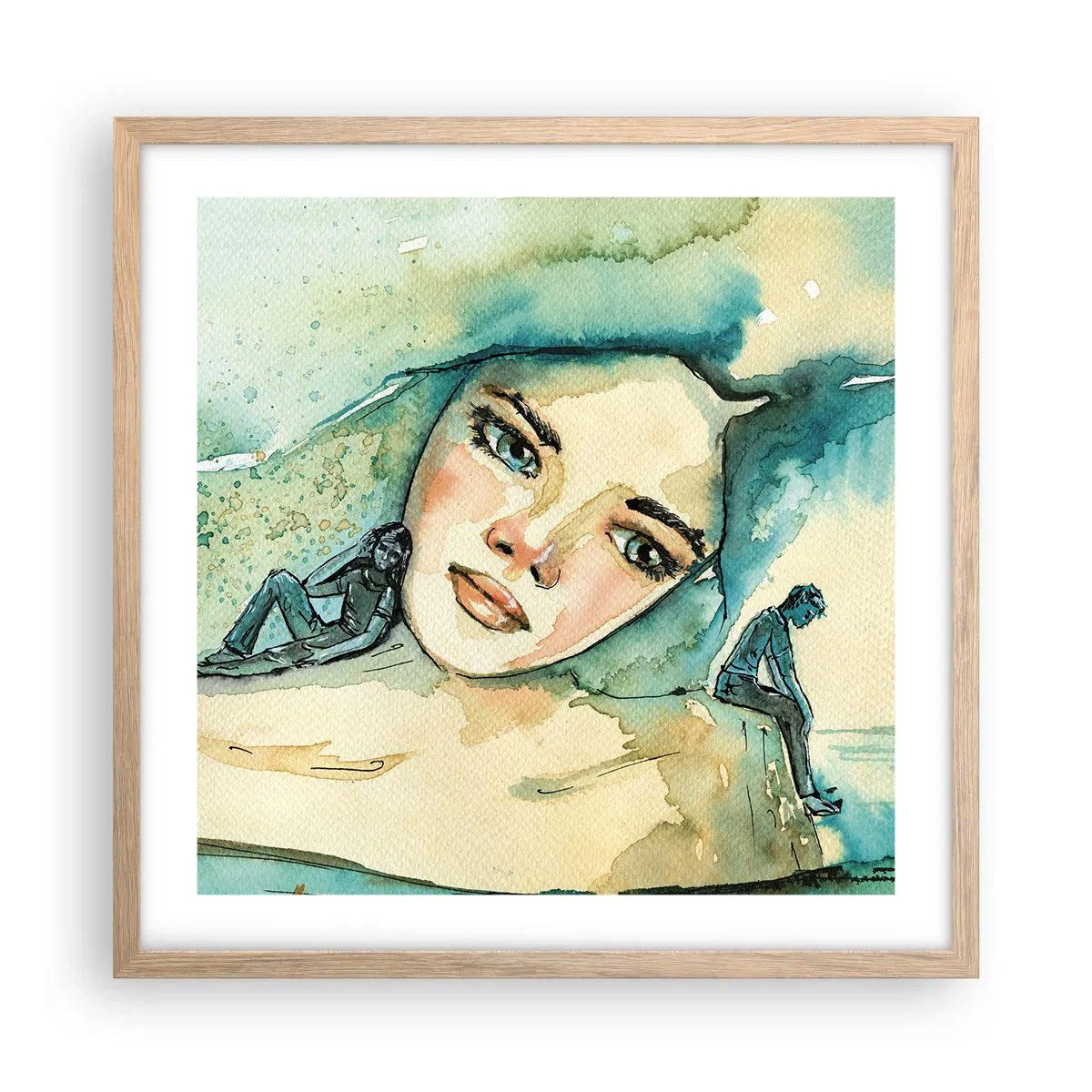 Póster en marco roble claro - ¿Soy azul? - 50x50 cm